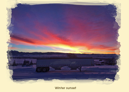 Winter Sunset at Bos Hay and Grain